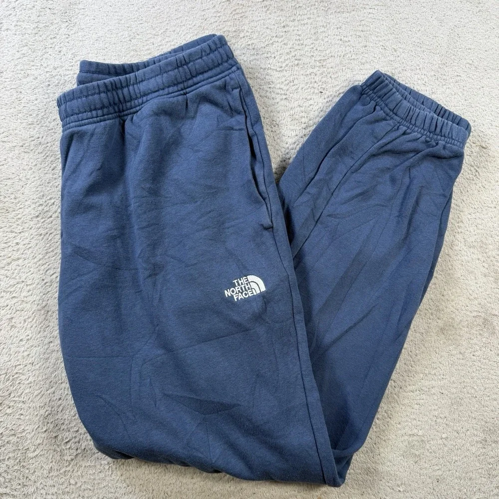 The North Face Sweatpants Mens Large Blue Fleece Drawstring Pocket Joggers Gym